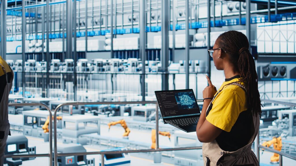 engineer smart factory using augmented reality collect data laptop 1