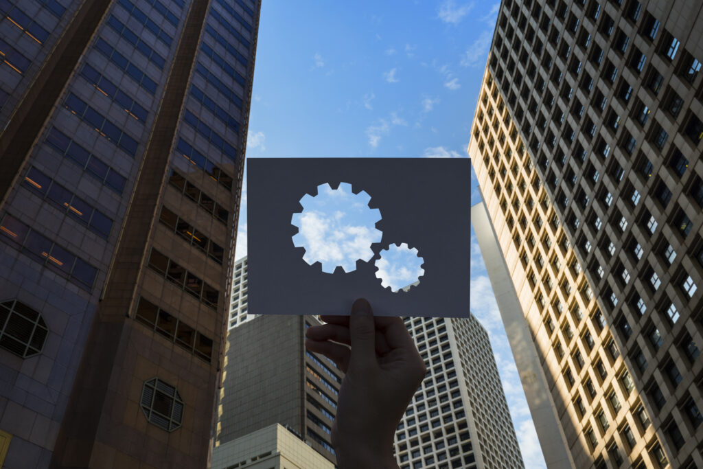 Press releases 5 corporate connected teamwork perforated paper gear